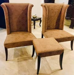 Pre-loved High back chairs with stool & cusions