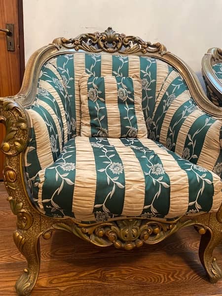 Green and Gold Sofa Set 1