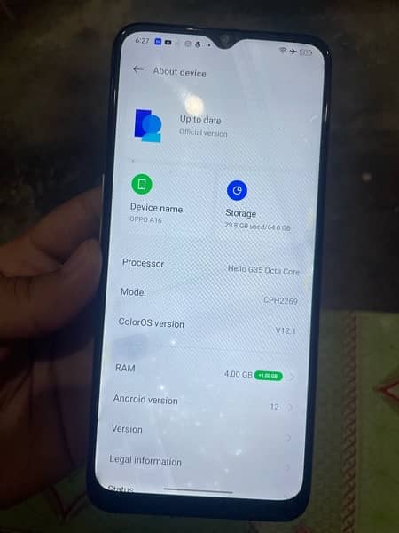 Oppo a16 pta prove with box and charger 8