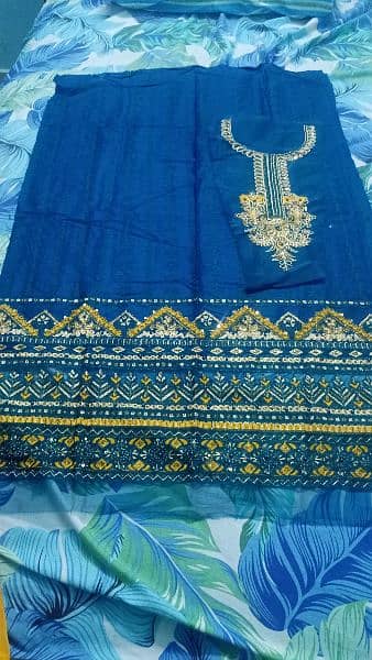 fully heavy embroidery cotton 3 piece suit dupatta price nigotiable 4