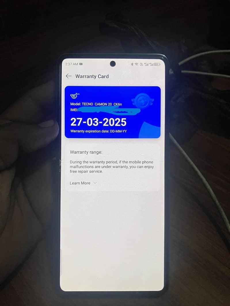 TECNO Camon 20/ 10 by 10 condition/ 16 GB RAM 256 GB STORAGE WITH BOX 12