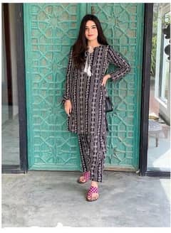 2 pcs woman stitched lawn churi