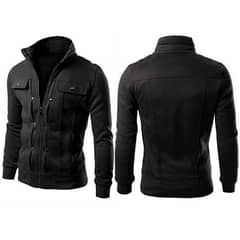 1 Pc men Fleece Plan Jacket-black colour