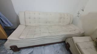 5 Seater Off White used leather sofa set