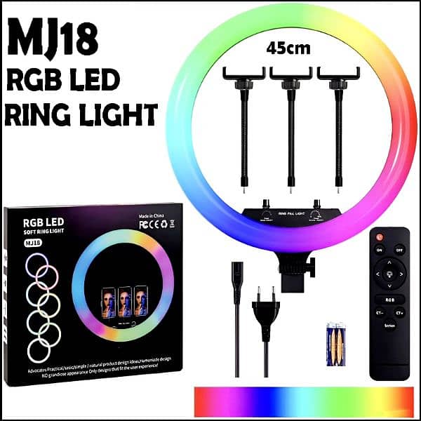 MJ18 45 CM RGB LED Soft Ring Light with 3 Phone Holders /Ring lights 0