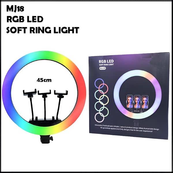 MJ18 45 CM RGB LED Soft Ring Light with 3 Phone Holders /Ring lights 6