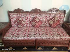 5 Seater Wooden Sofa with Wooden Tables