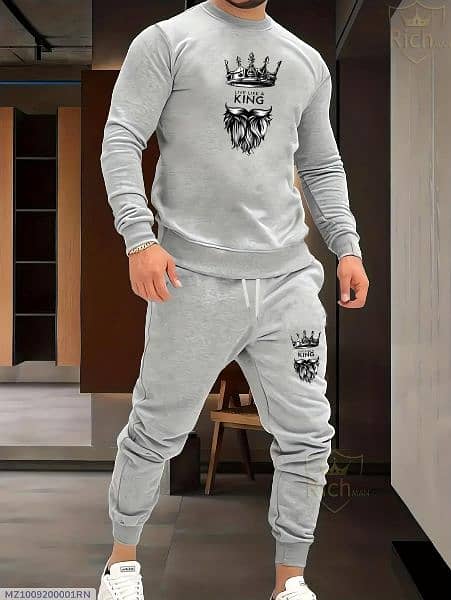 2 Pcs Men's Fleece Graphic Sublimation Sweatshirt Track Suit 5