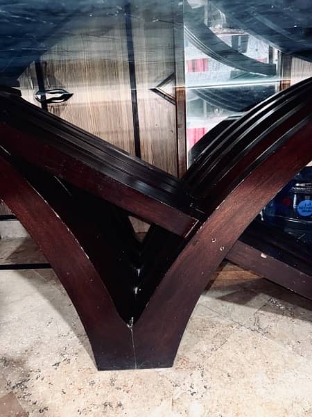 6 Chairs Top Mirror Dining Table for sale 0