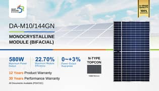 Doart 580W N-type Bifacial Solar Panels - TOPCon Technology