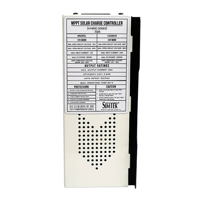 Simtek 70A MPPT with DC load and Settings 2024 Model 120V PV 2