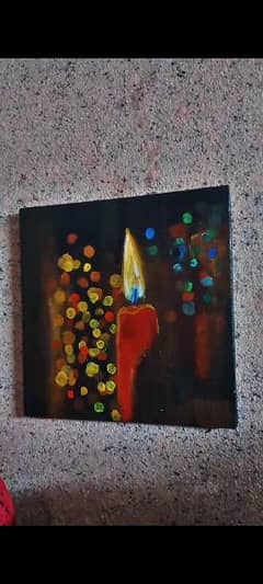 candle acrylic painting on canvas board