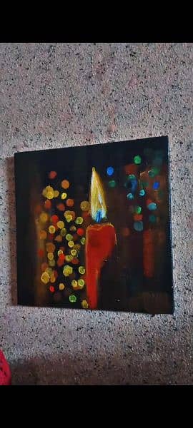 candle acrylic painting on canvas board 0