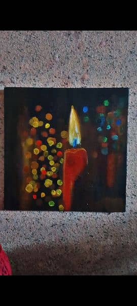 candle acrylic painting on canvas board 1