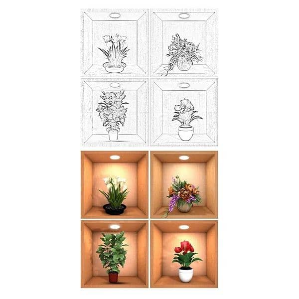 4 Pcs Wall Decor 3D Sticker Removable 3