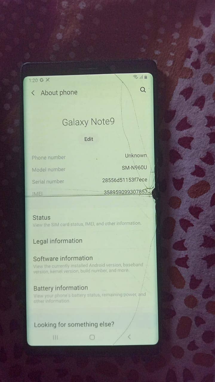 Samsung note 9 non pta 6/128 2