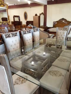 Dining table | Glass top Dining | Pure sheesham wood | table set