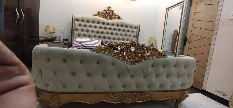 Luxury Bed Set with Side tables, Dressing, Deewan & 1 Wall Mirror 6