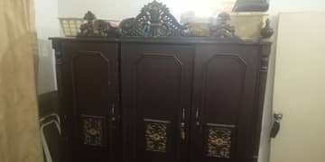 wooden 6 feet cupboard with 3 doors