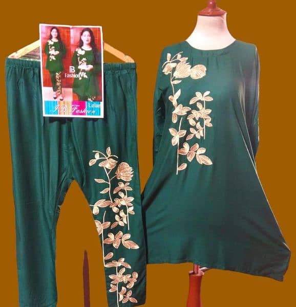 2 PCs woman's stitched linen embroidered shirt and trouser 1