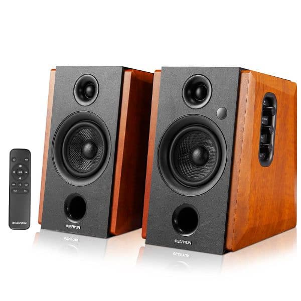 Sanyun SW228BT 80W Active Bookshelf Speakers – 4Inch Carbon Fiber 1