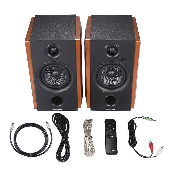 Sanyun SW228BT 80W Active Bookshelf Speakers – 4Inch Carbon Fiber 2