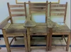 3 wooden chairs for school and academy