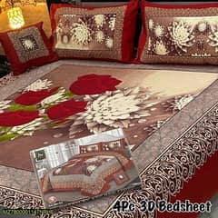 4 pcs crystal cotton printed double bed sheet