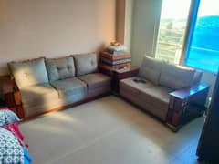 6 seater sofa/wooden sofa/3,2,1 seater sofa/2 wooden center tables