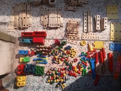 Wood Building Constuction Play Set