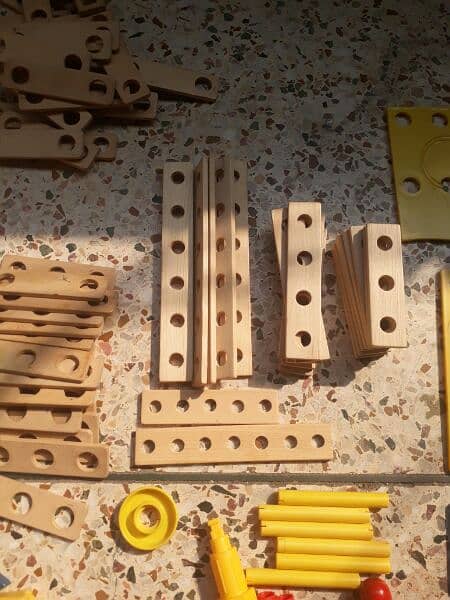 Wood Building Constuction Play Set 6