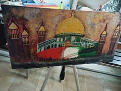 masjid e aqsa canvas acrylic painting.