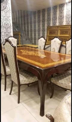 Dining table/6 seater dining table/wooden table/furniture/glass top 0