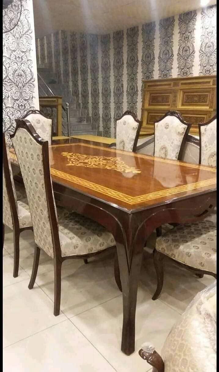 Dining table/6 seater dining table/wooden table/furniture/glass top 1