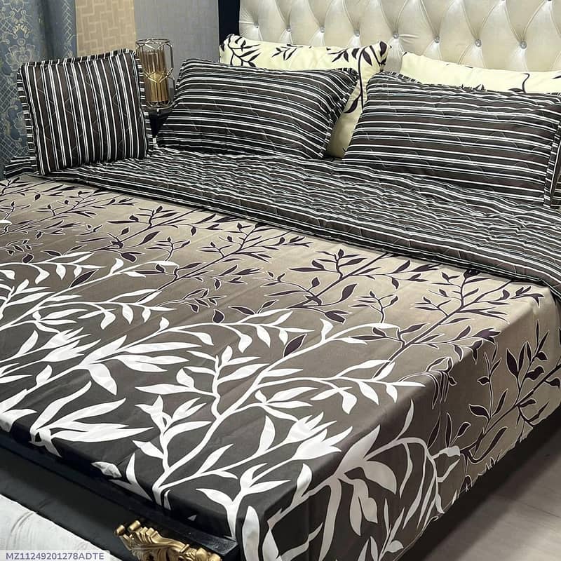 Double Bed 7 Pcs Mix Cotton Printed Comforter Set 3