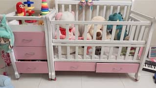 Baby cot with mattress and cupboard 0