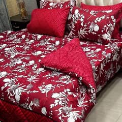 7 Pcs Mix Cotton Printed Comforter Set, Different Colors Available