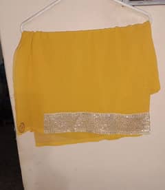 Yellow new unstitched Saree available