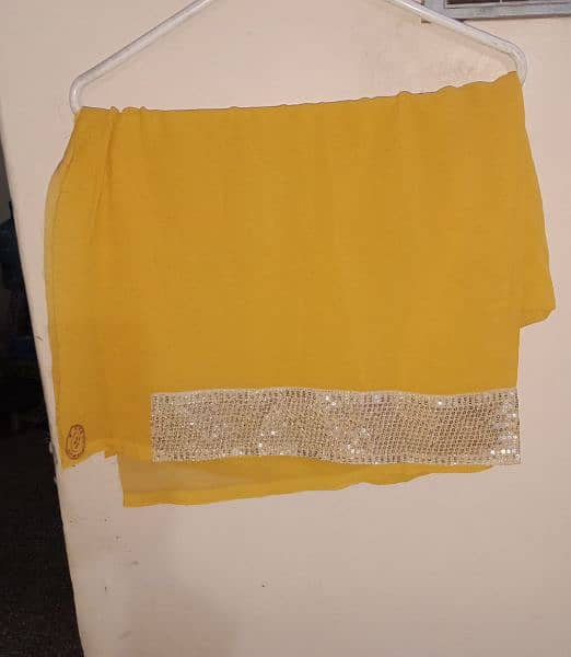 Yellow new unstitched Saree available 0