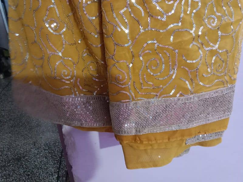 Yellow new unstitched Saree available 3