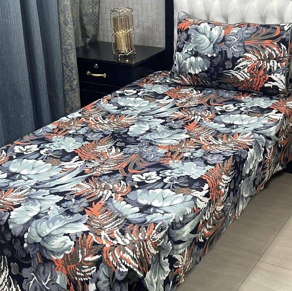 4 Pcs Crystal Cotton Printed Single Bedsheet 1