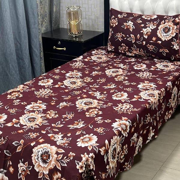 4 Pcs Crystal Cotton Printed Single Bedsheet 2