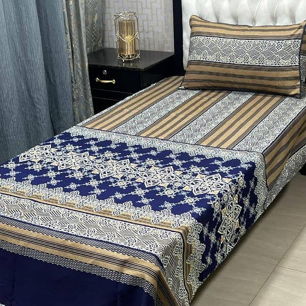 4 Pcs Crystal Cotton Printed Single Bedsheet 4