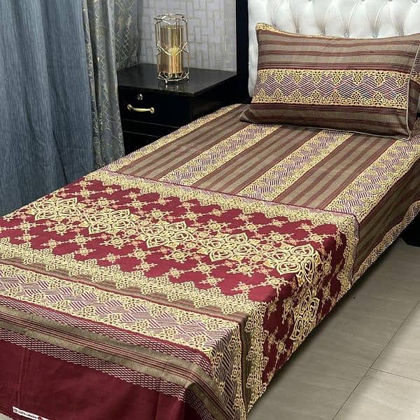 4 Pcs Crystal Cotton Printed Single Bedsheet 5