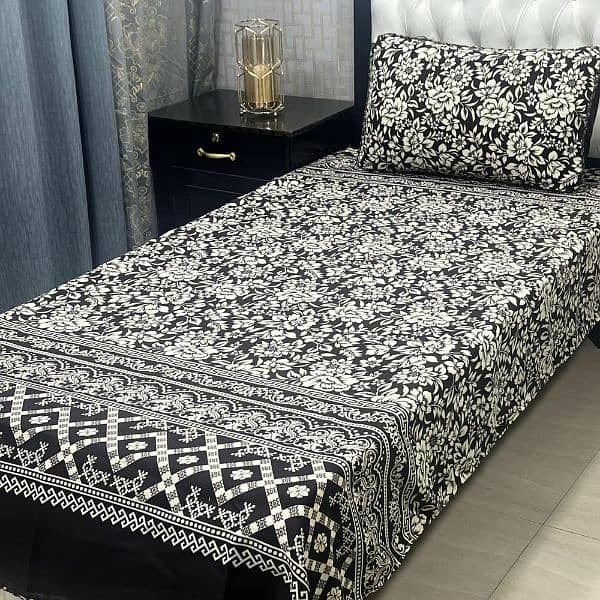 4 Pcs Crystal Cotton Printed Single Bedsheet 6