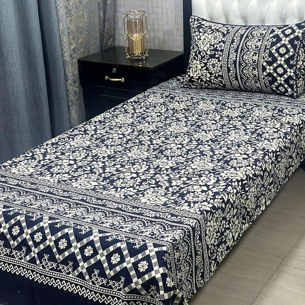 4 Pcs Crystal Cotton Printed Single Bedsheet 7