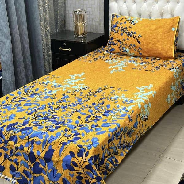 4 Pcs Crystal Cotton Printed Single Bedsheet 10