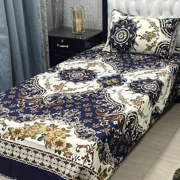 4 Pcs Crystal Cotton Printed Single Bedsheet 11