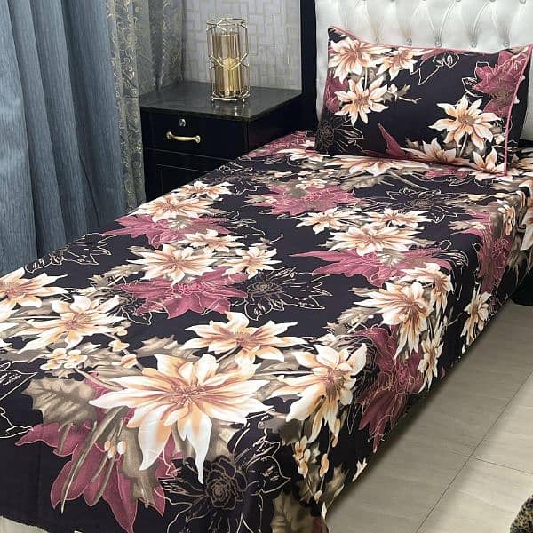 4 Pcs Crystal Cotton Printed Single Bedsheet 12