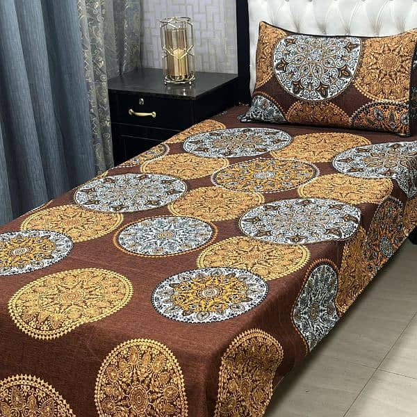 4 Pcs Crystal Cotton Printed Single Bedsheet 17